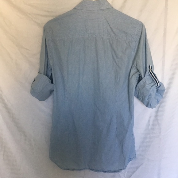 Light blue and white pin striped button down shirt - Picture 3 of 5